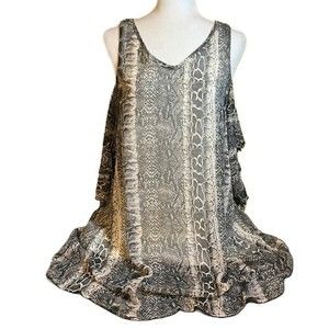 Judith March Sz S Dress Python Print with Cold Shoulder and Tie Arms Loose Fit